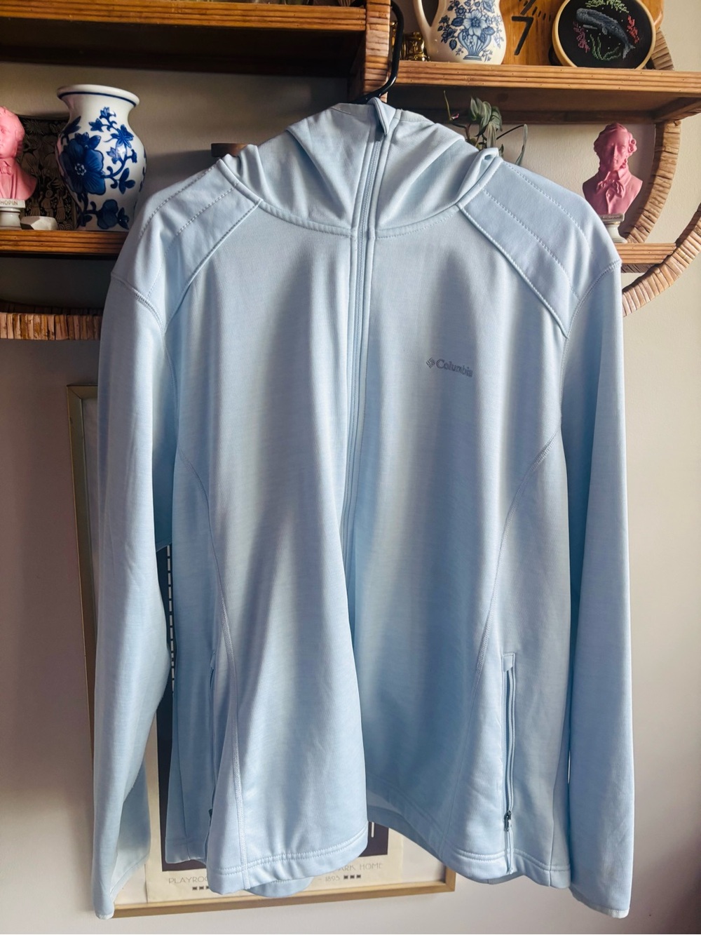Columbia Women’s Light Blue Hooded Full-Zip Lightweight Jacket Plus Size 3X